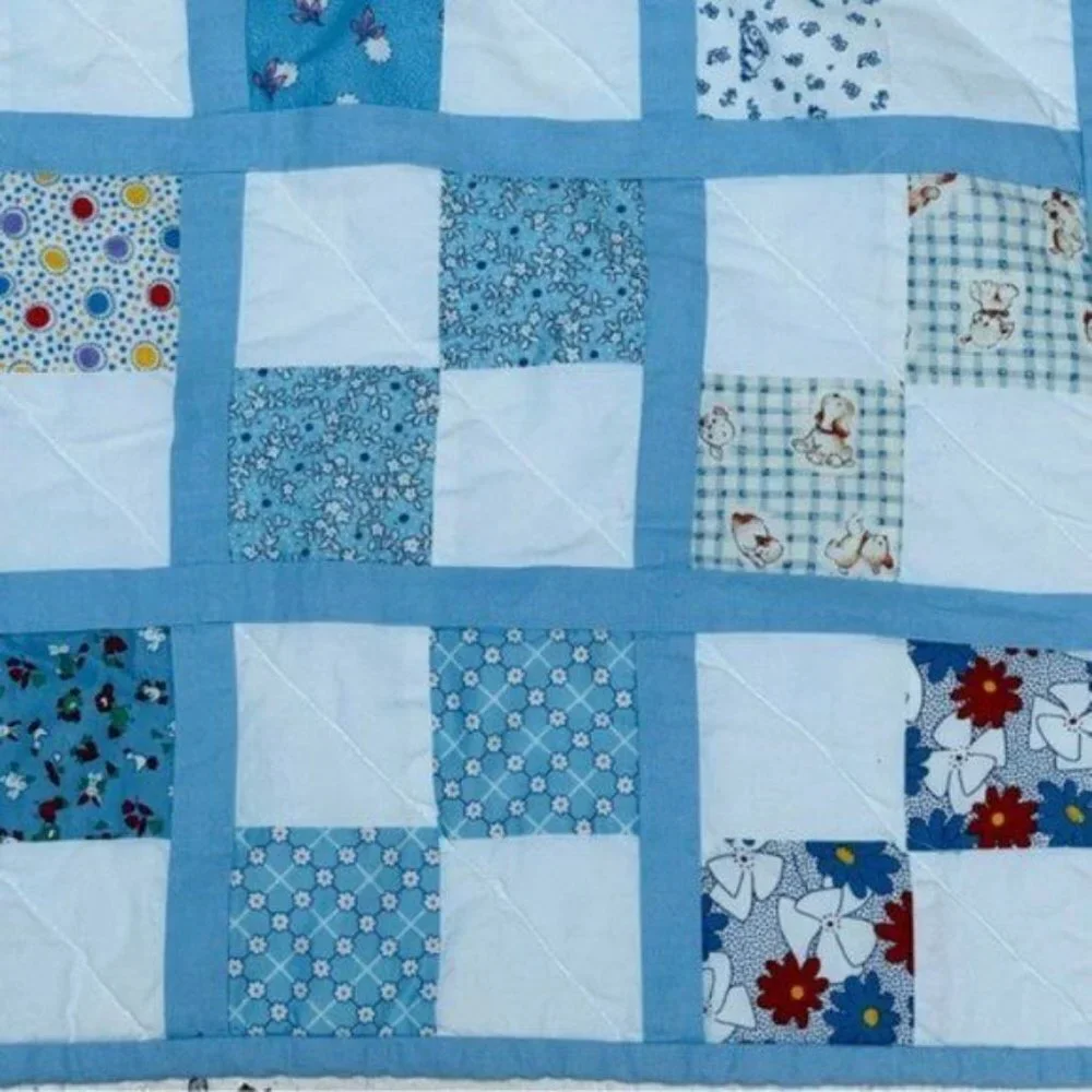 Baby Crib Quilt 32 X 48.5 Unisex Patchwork Floral Dog Bunny Nautical Airplane